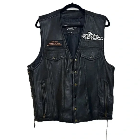 Bikers Club Leather Patchwork Biker Vest Made In Pakistan Medium Motorcycle